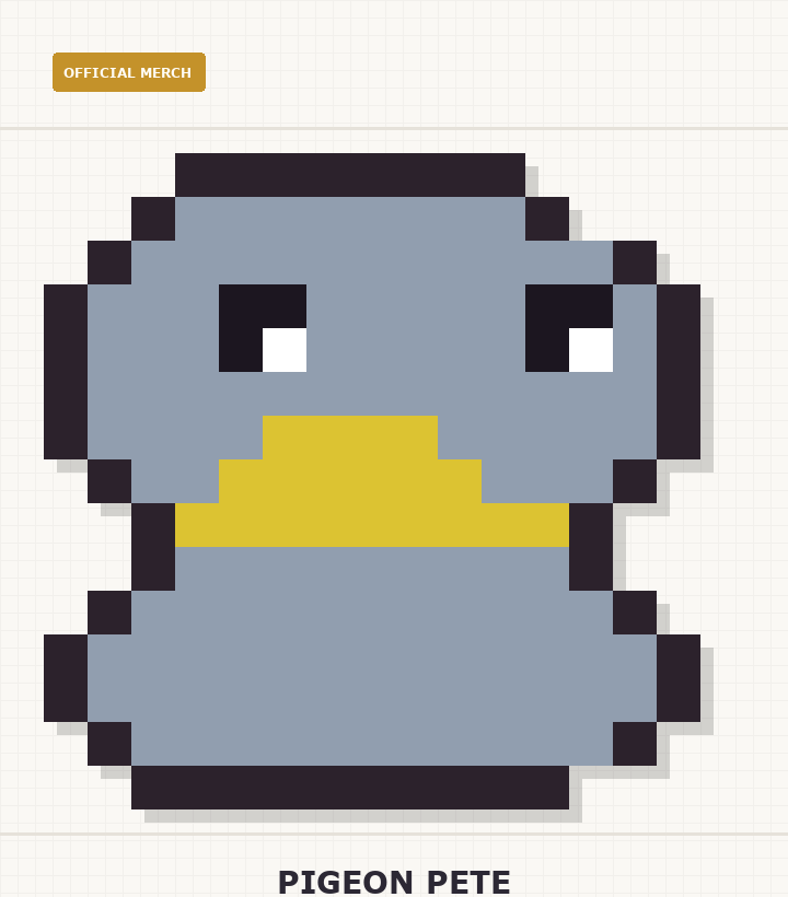 Pigeon Pete in-game portrait reference